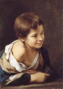Bartolome Esteban Murillo A Peasant Boy Leaning on a sill oil painting on canvas